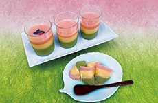 「菱餅風！ひなプリン」制作＝酒井哲治氏